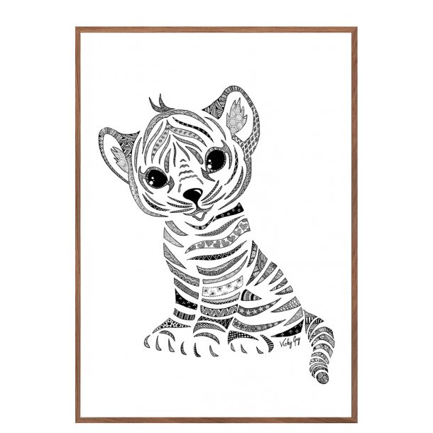 Tigerunge plakat. Doodle illustration