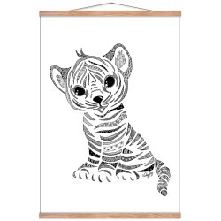 Tiger cub poster. Doodle illustration