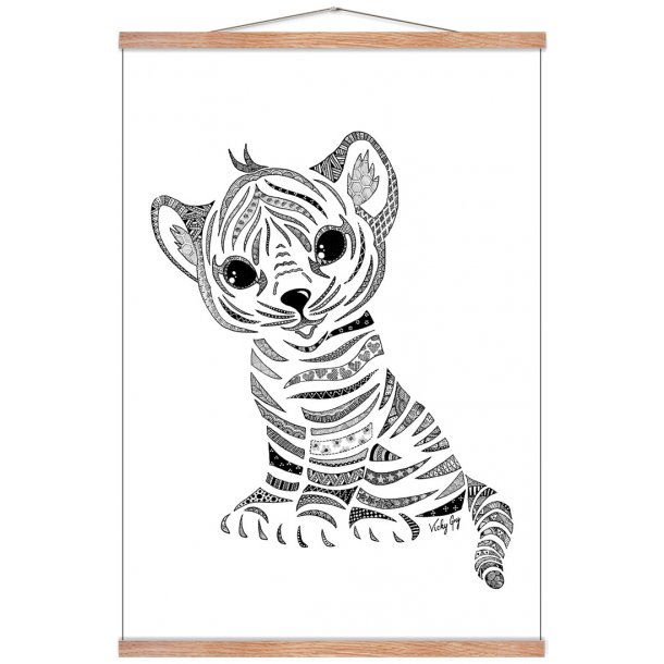 Tigerunge plakat. Doodle illustration