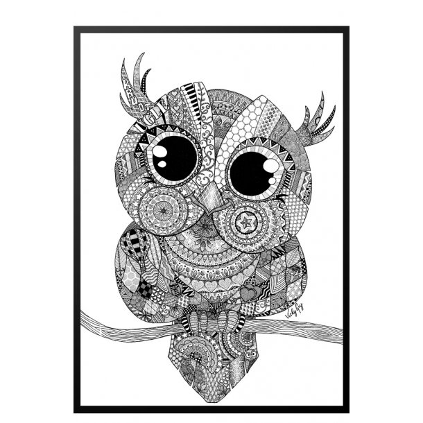 Ugle plakat. Doodle illustration