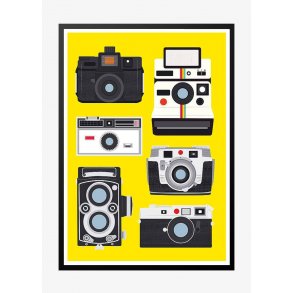 Vintage camera and polaroid. Retro plakat.